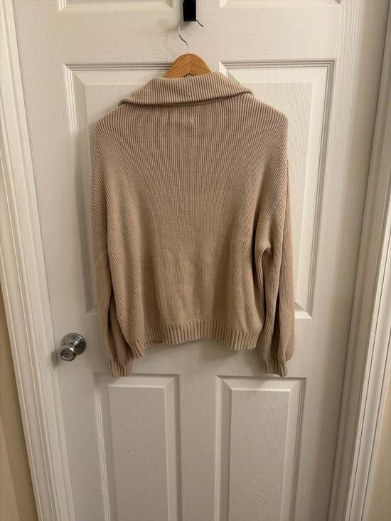 Hollister Women's Ribbed Half-Zip Sweater in Beige - Picture 3 of 3